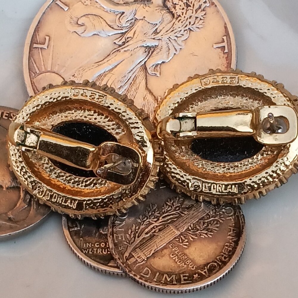 1960's D'Orlan Art Glass Opal Earrings - Picture 6 of 6